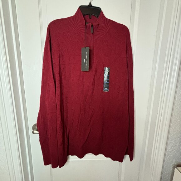 Shaquille O'Neal Mens Big Tall Quarter Zip Long Sleeve Red Pullover Sweater 2XL - Picture 2 of 4